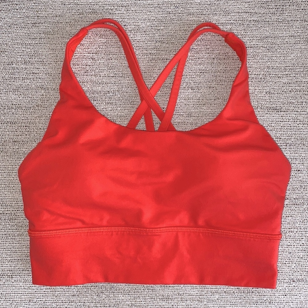 Lululemon ORANGE Energy Longline Sports Bra 🧡 Women’s Size 4 EUC